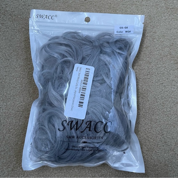 SWACC Hair Extension Synthetic Ponytail Bun Wrap With Two Built-In Combs (GRAY) - Picture 3 of 3